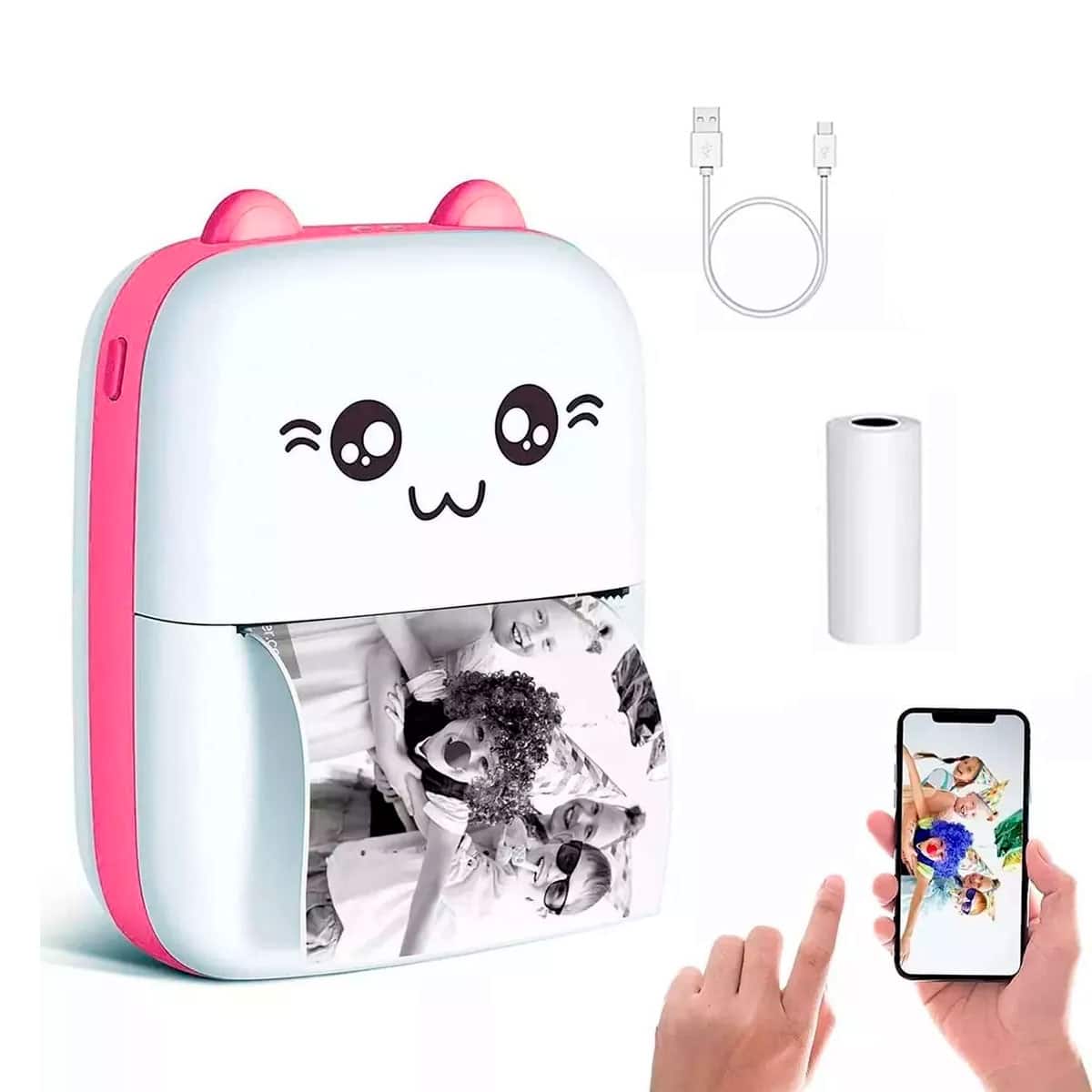 Mini Impresora Portátil Bluetooth Gato + 10 rollos GRATIS