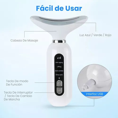 Masajeador Facial Cuello Anti-edad LED